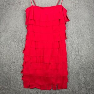 JS Signature Red Tiered Fringe Flapper Cocktail Dress Womens 12 Made in Canada
